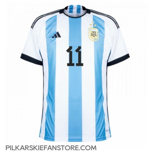Tanie Strój piłkarski Argentyna Angel Di Maria #11 Koszulka Podstawowej MŚ 2022 Krótkie Rękawy